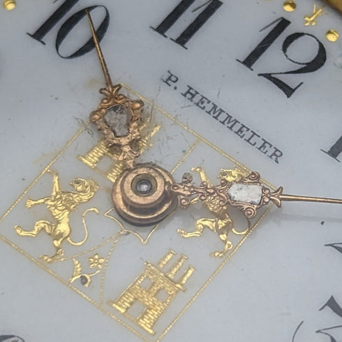 Circa 1900 Antique Paul Hemmeler Pocket Watch Gold Filled & Gunmetal Case Crystal Back Good Working Condition